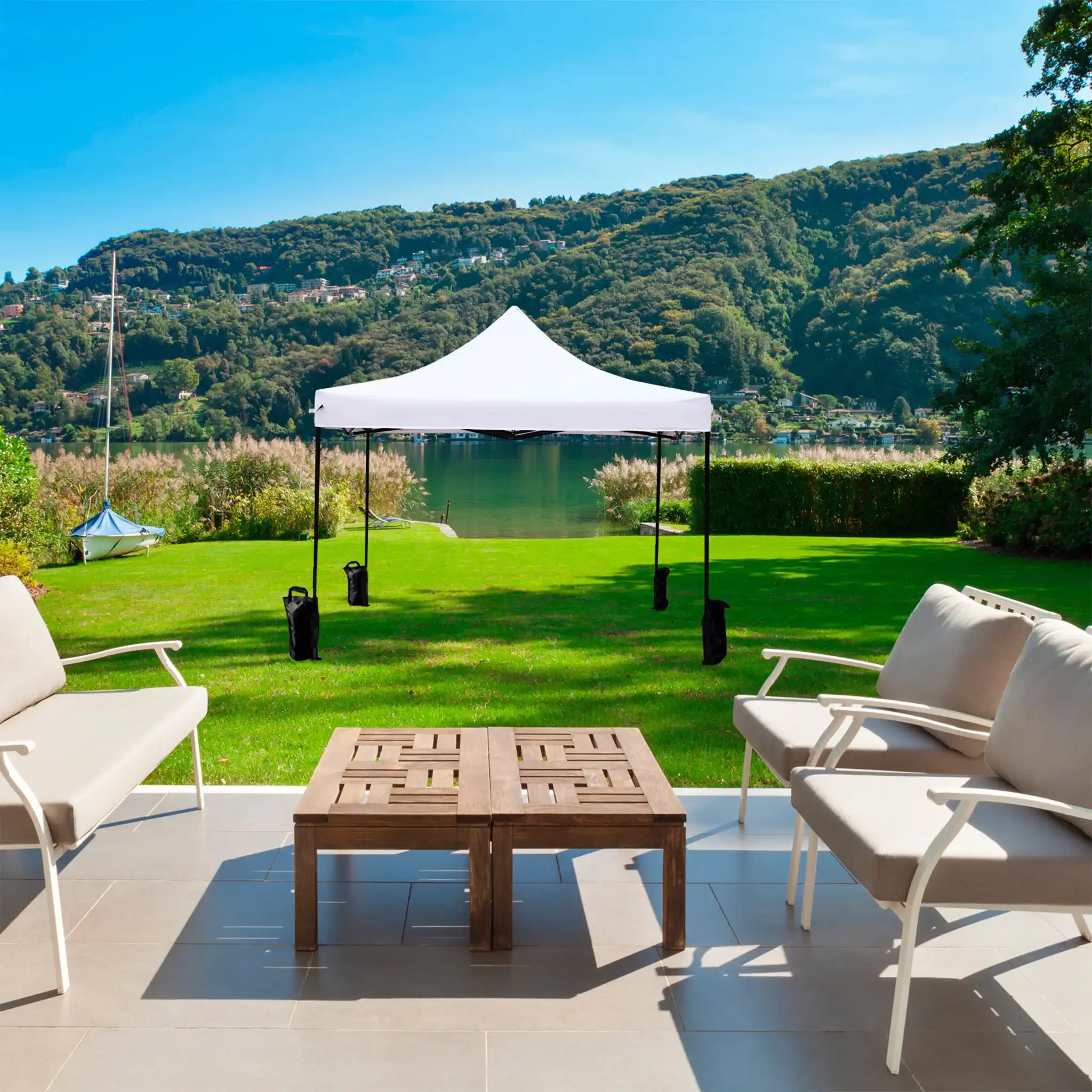 Agerato - Gazebo da giardino 3x3 pieghevole con pesi - Image 2