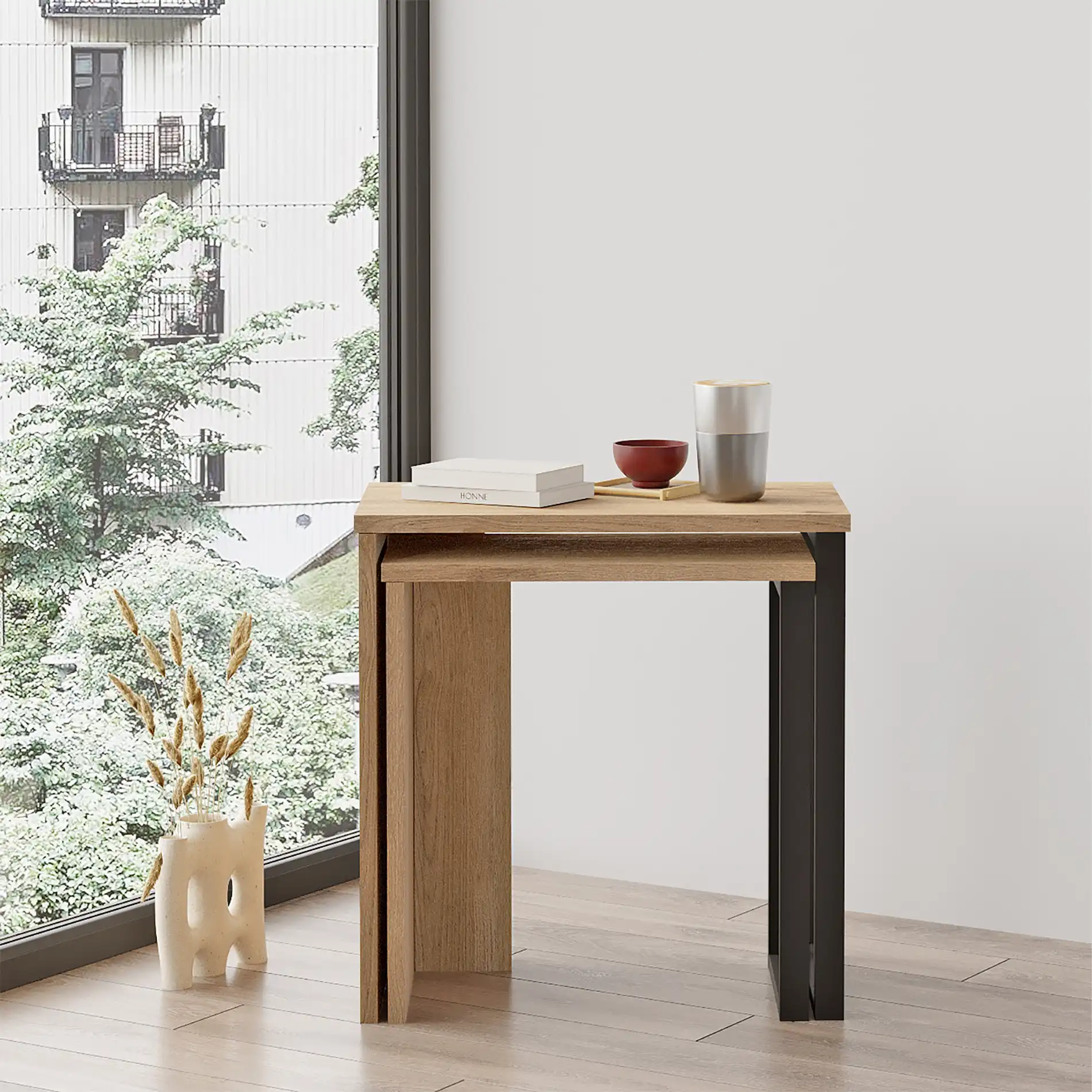 Akad - Set 2 tavolini da caffè moderni sovrapponibili - Image 3