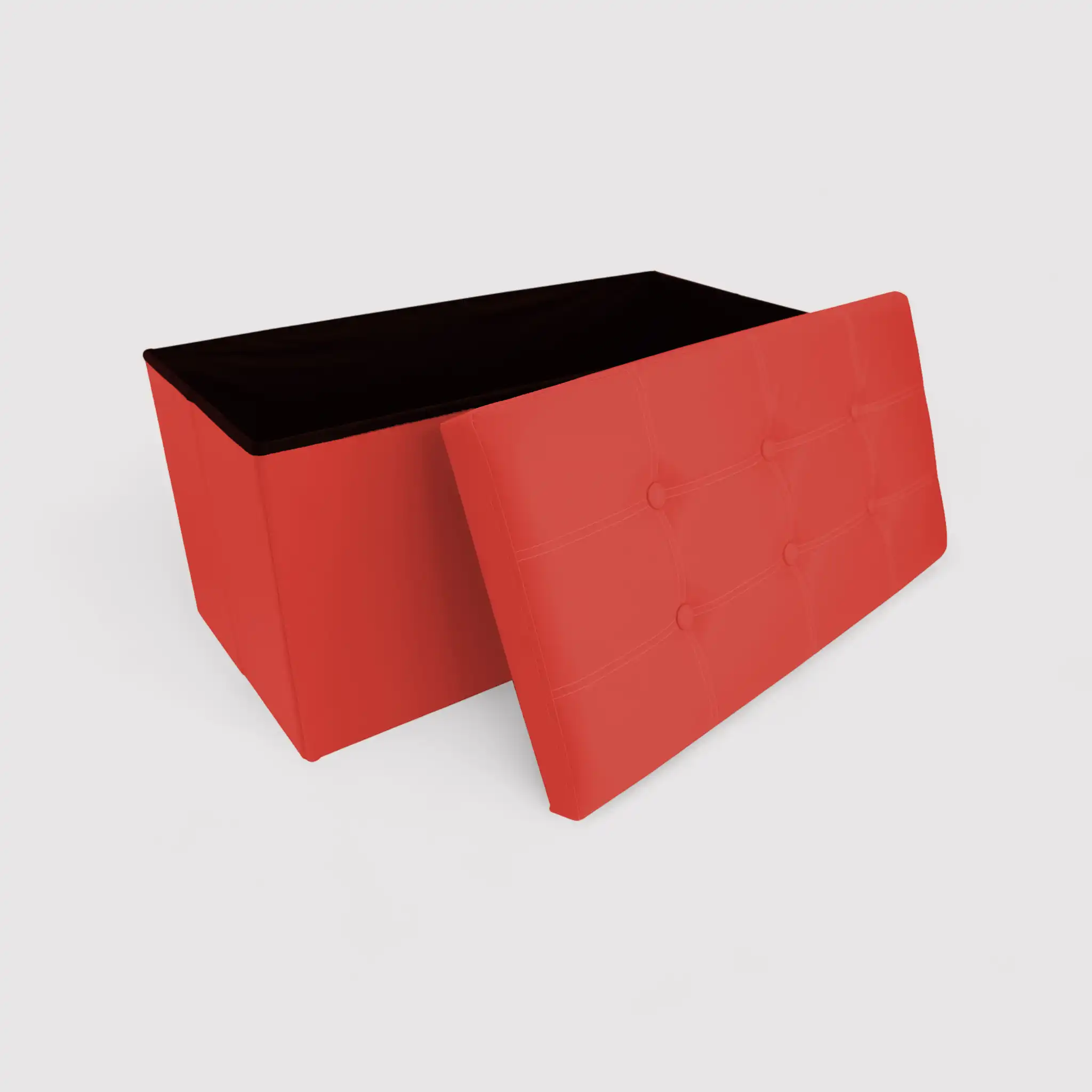Calicanto - Pouf portaoggetti rosso imbottito con coperchio - Image 3