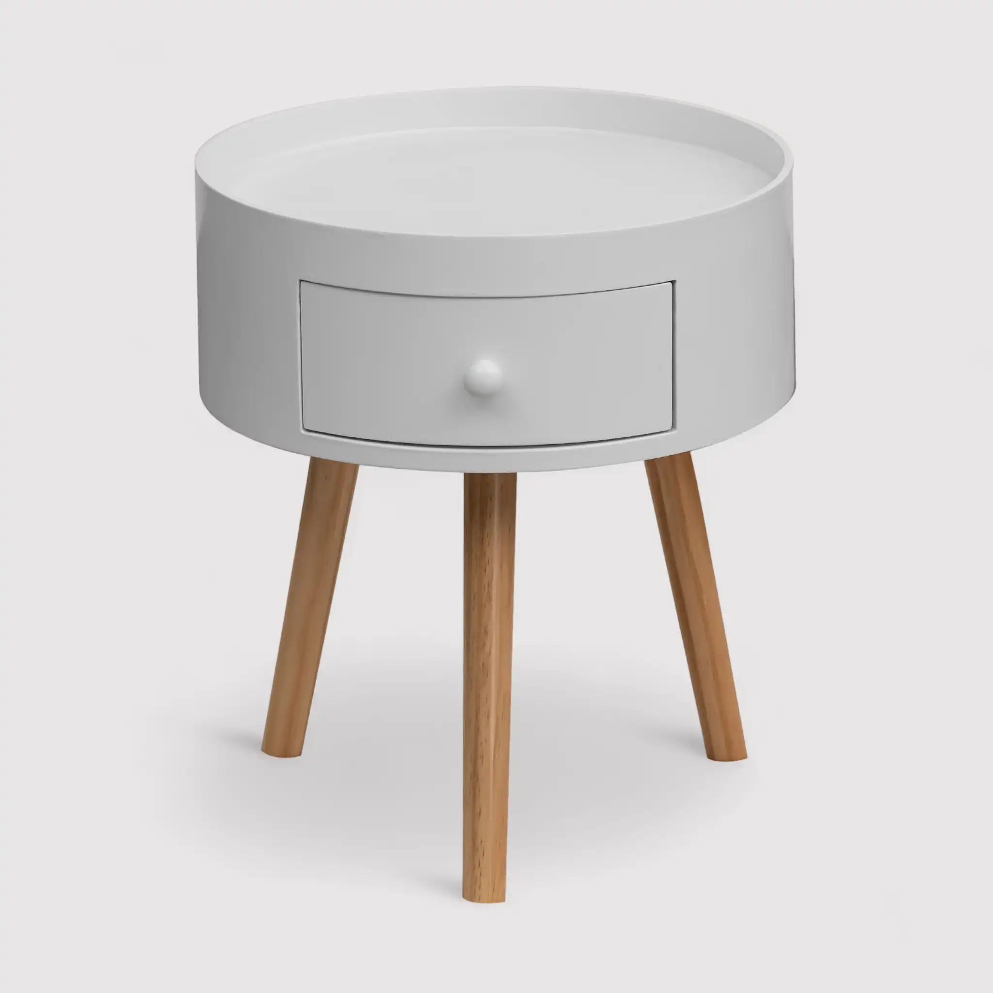 Ciclamino - Comodino tondo in stile scandinavo
