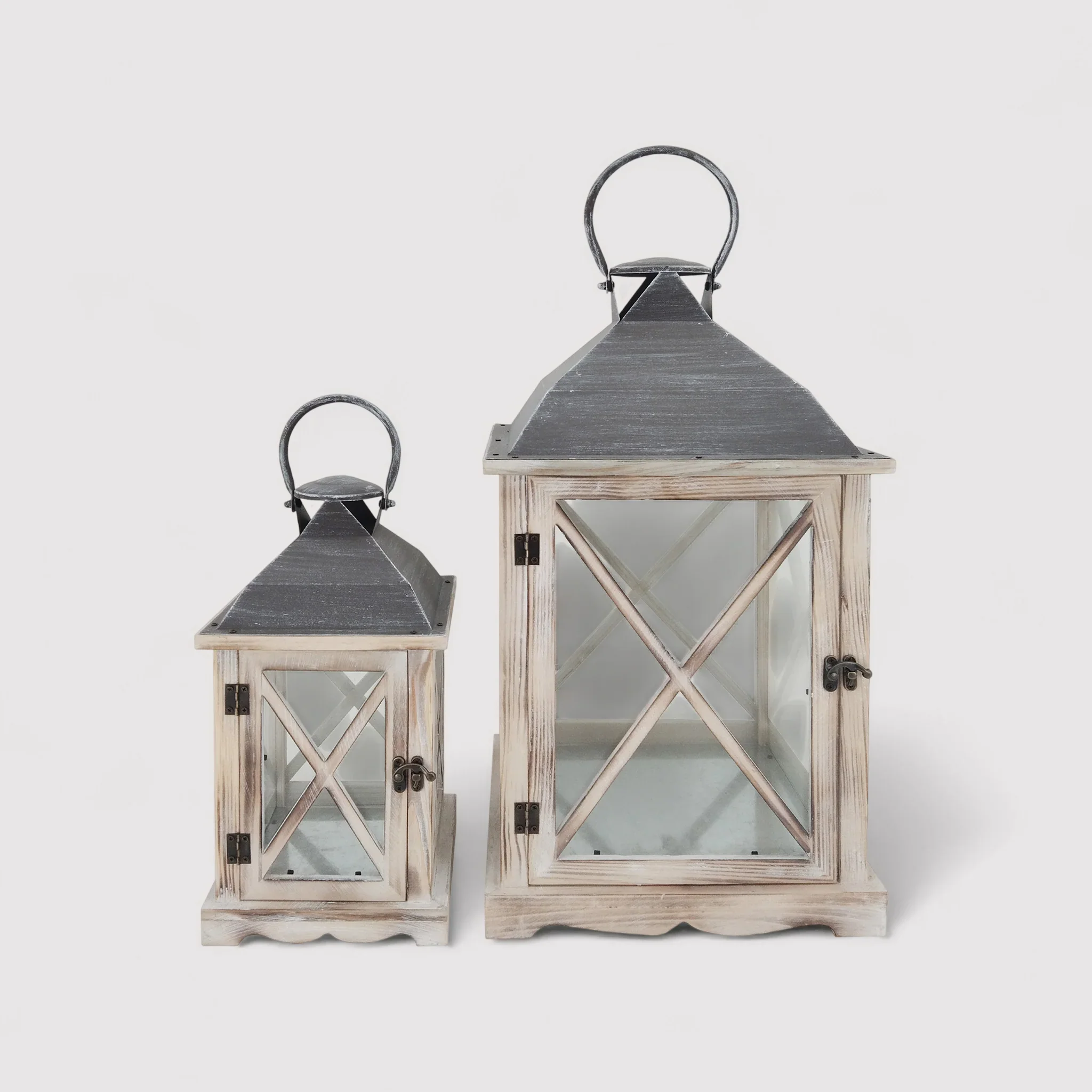 Coffea - Set di 2 lanterne portacandele in stile vintage