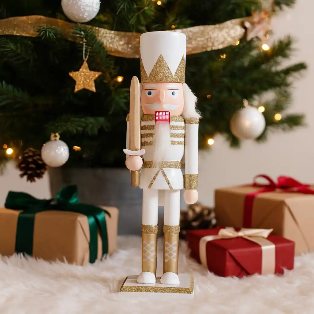 Felicia - Schiaccianoci di Natale in legno bianco e oro - Image 2