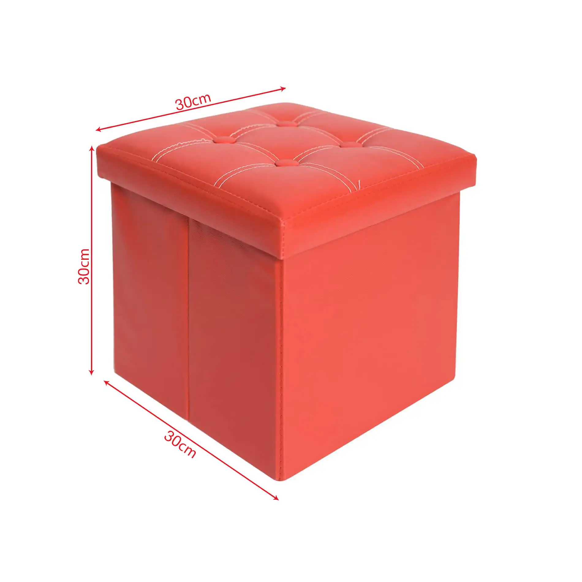 Gaura - Pouf rosso contenitore imbottito a forma di cubo - Image 5