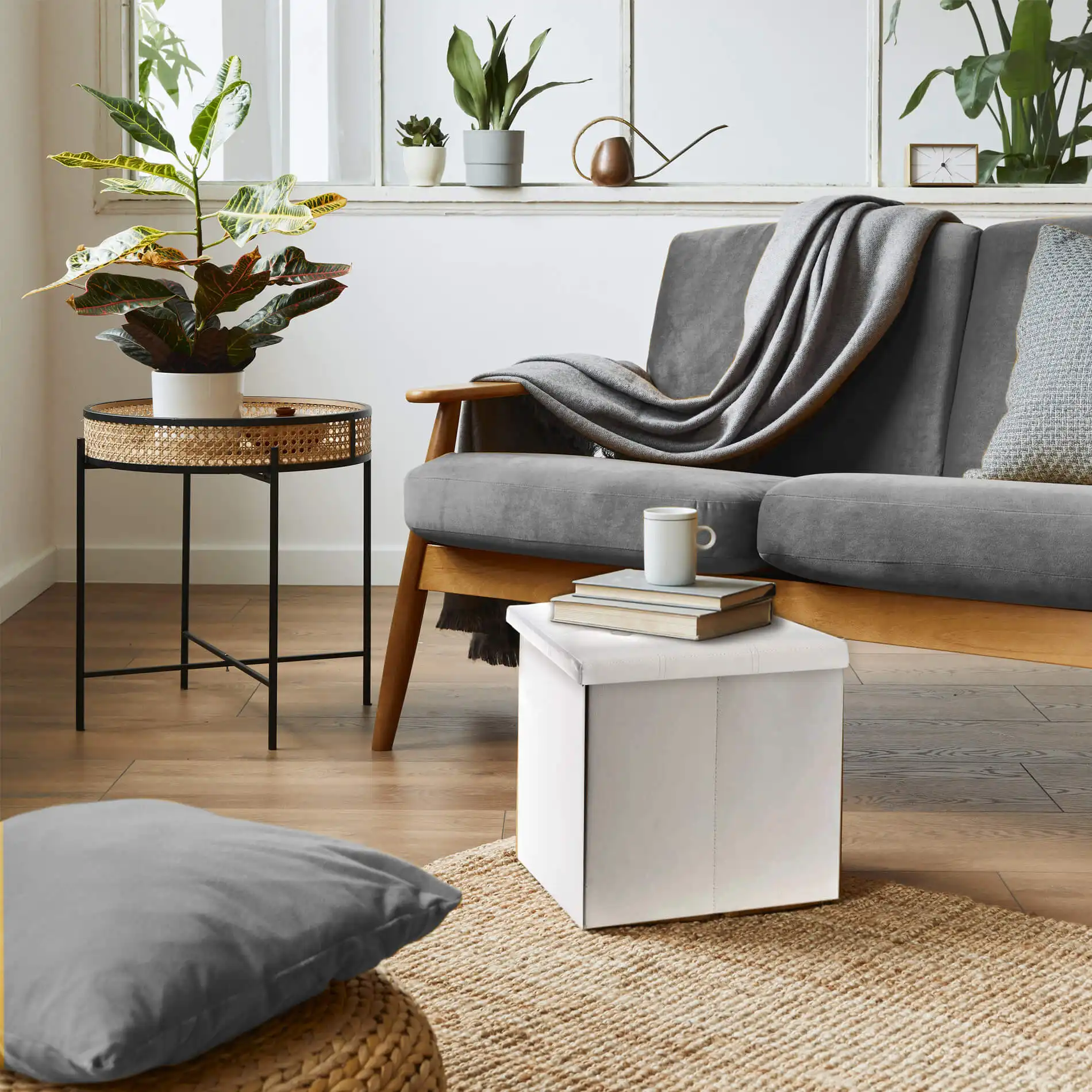 Gelsomino - Pouf bianco contenitore per salotto - Image 2
