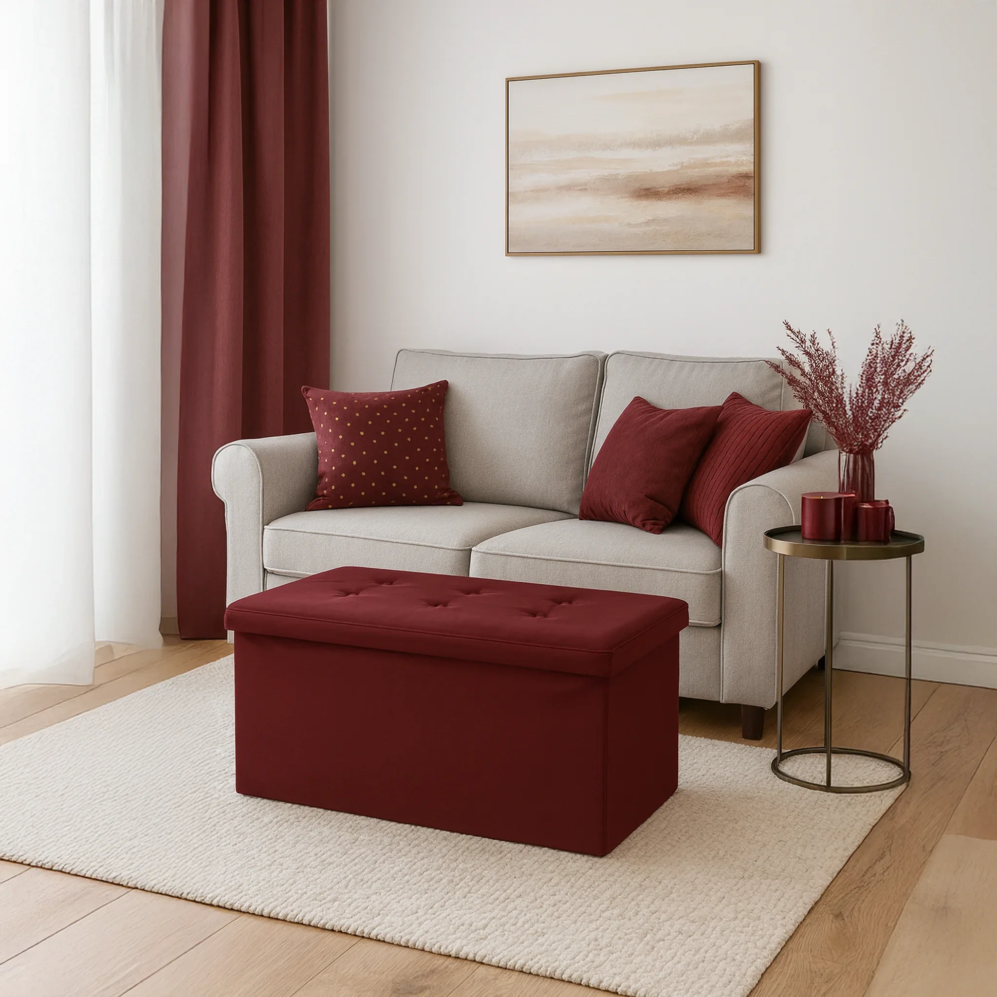 Jasione - Pouf bordeaux contenitore in stile etnico - Image 3