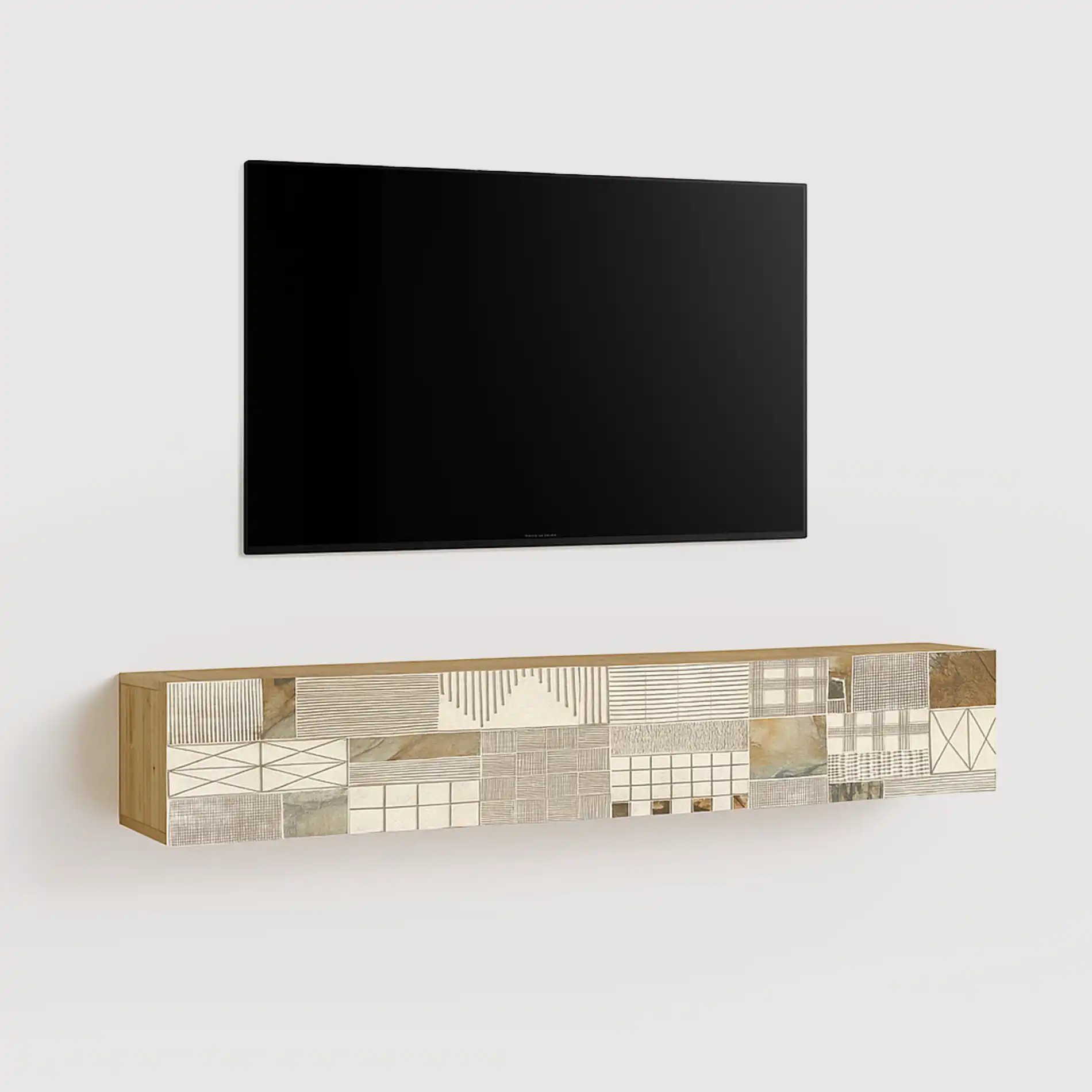 Kasuri - Mobile TV sospeso moderno con 2 ante decorate - Image 5