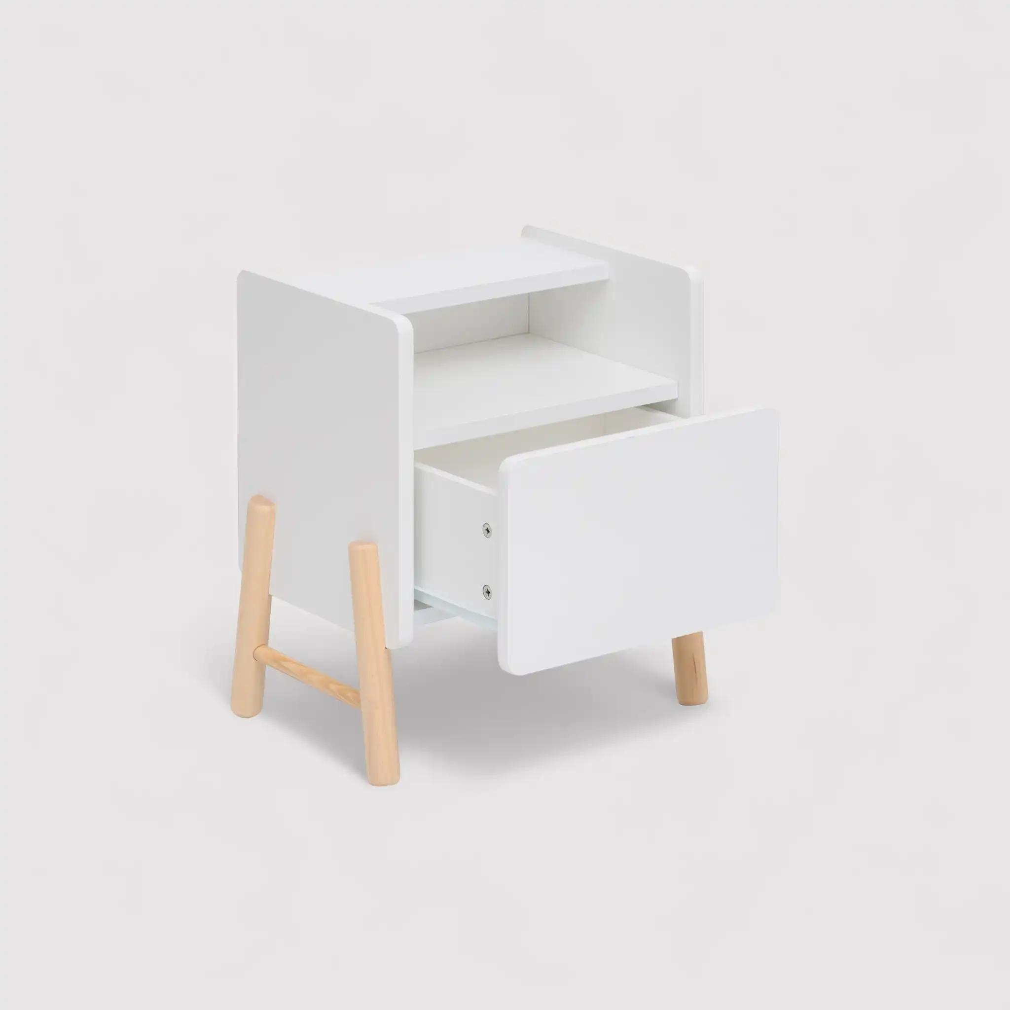 Kelen - Comodino bianco per bambini con 2 ripiani e 1 cassetto - Image 6