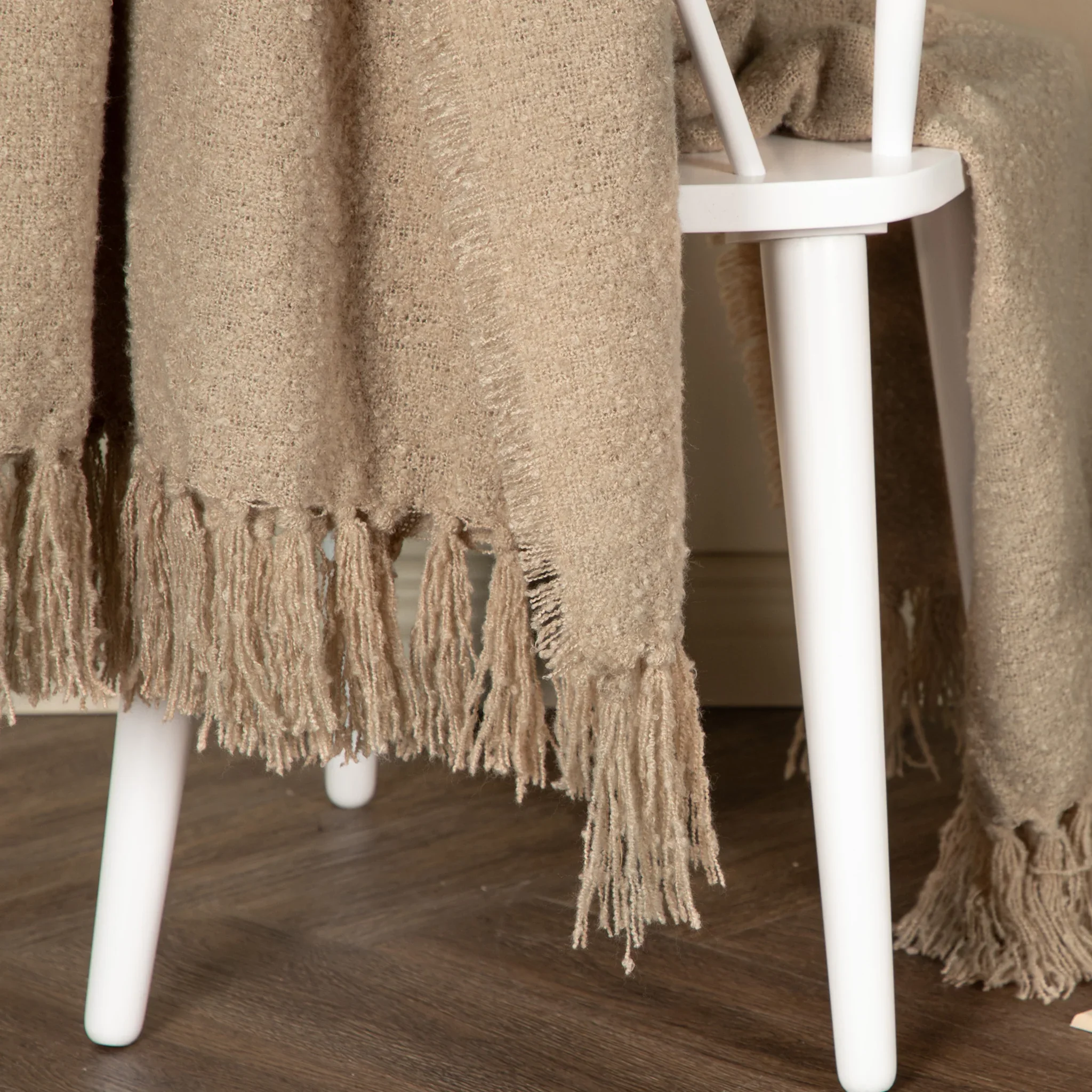 Kool - Coperta beige decorativa con frange - Image 3