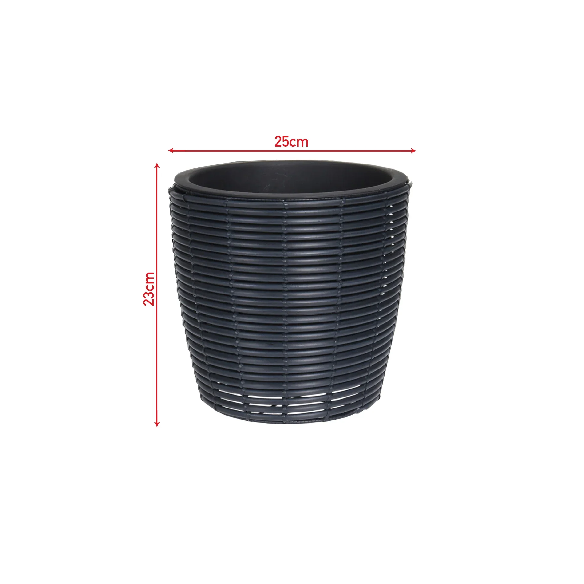 Kuri - Portavaso piccolo nero in polyrattan Ø 25 cm - Image 3