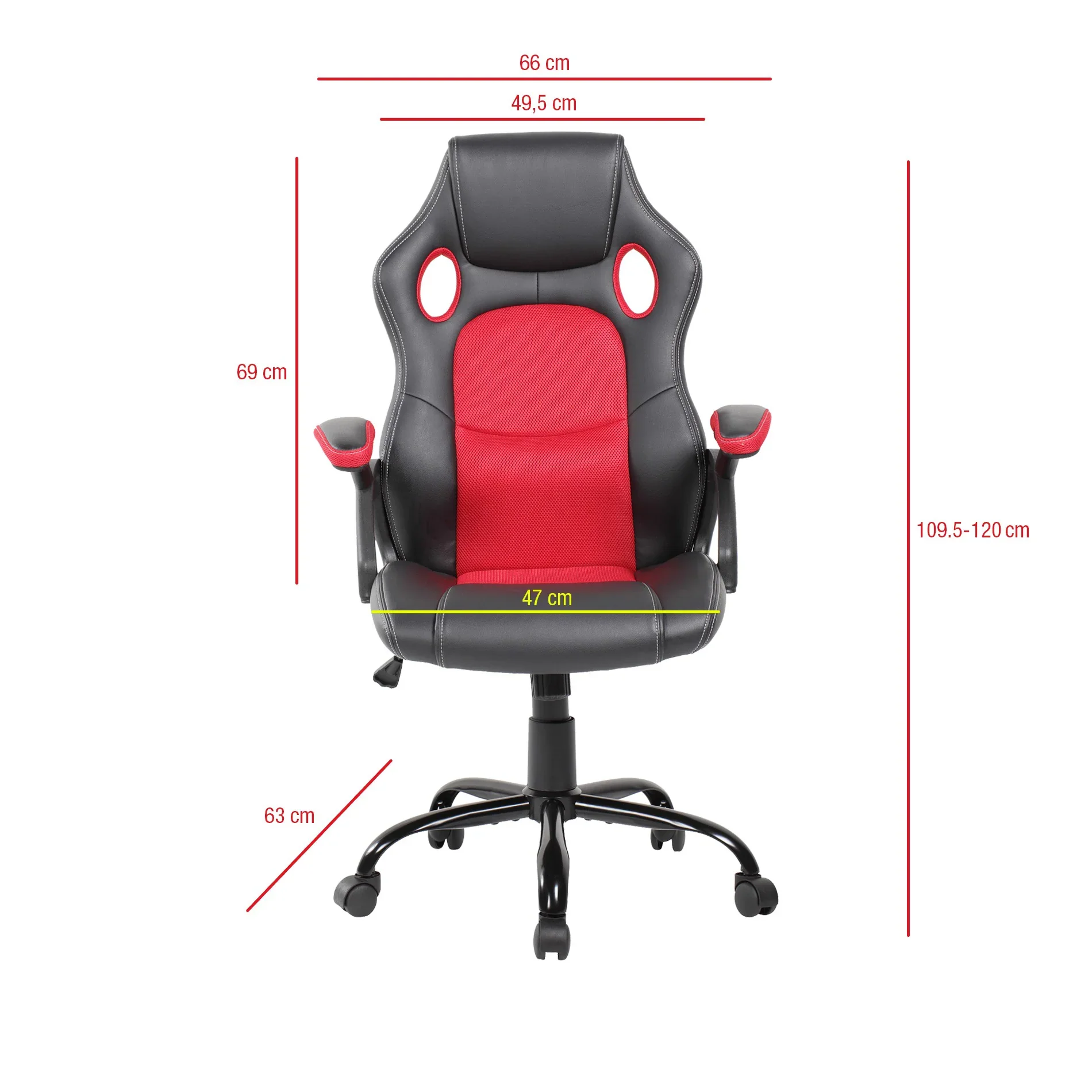 Leonotis - Poltrona da ufficio ergonomica rossa e nera - Image 5