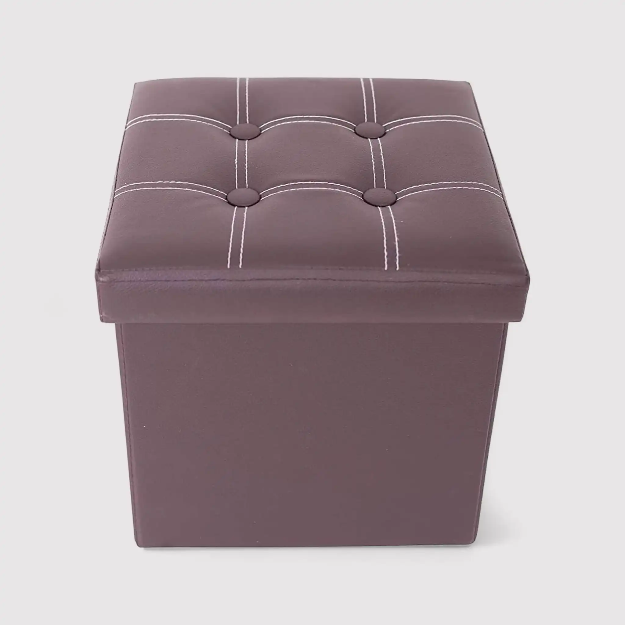 Lewisia - Pouf contenitore quadrato marrone e imbottito - Image 3