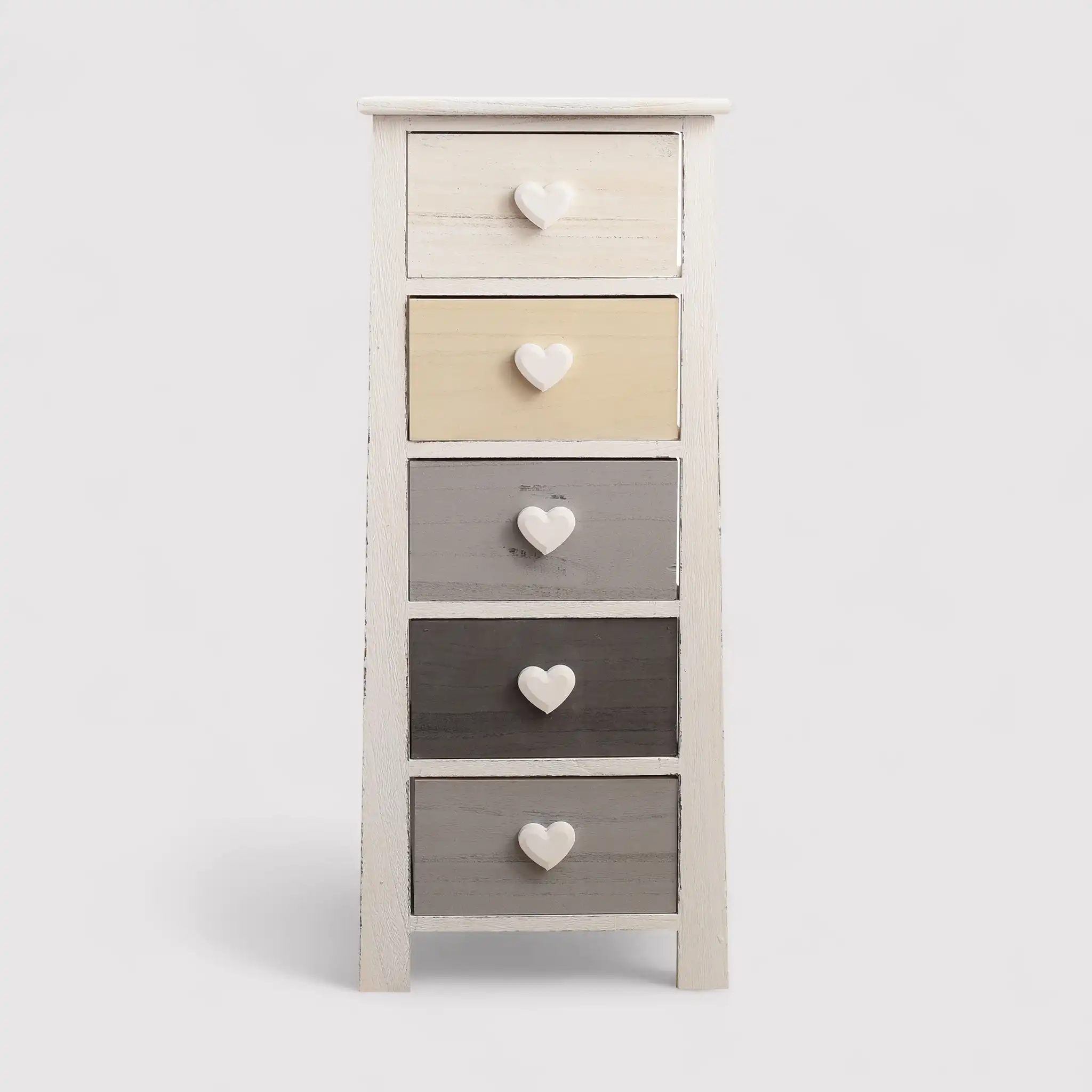 Lilla - Cassettiera stile shabby con pomelli a cuore e 5 cassetti - Image 3