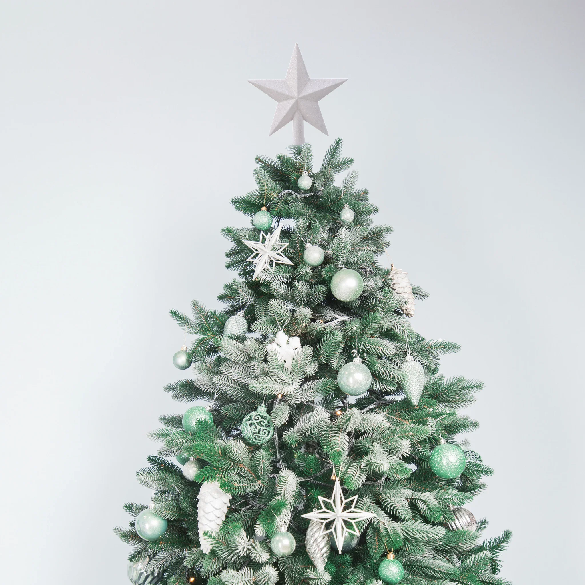 Lokore - Punta a forma di stella bianco glitter per albero di Natale - Image 2