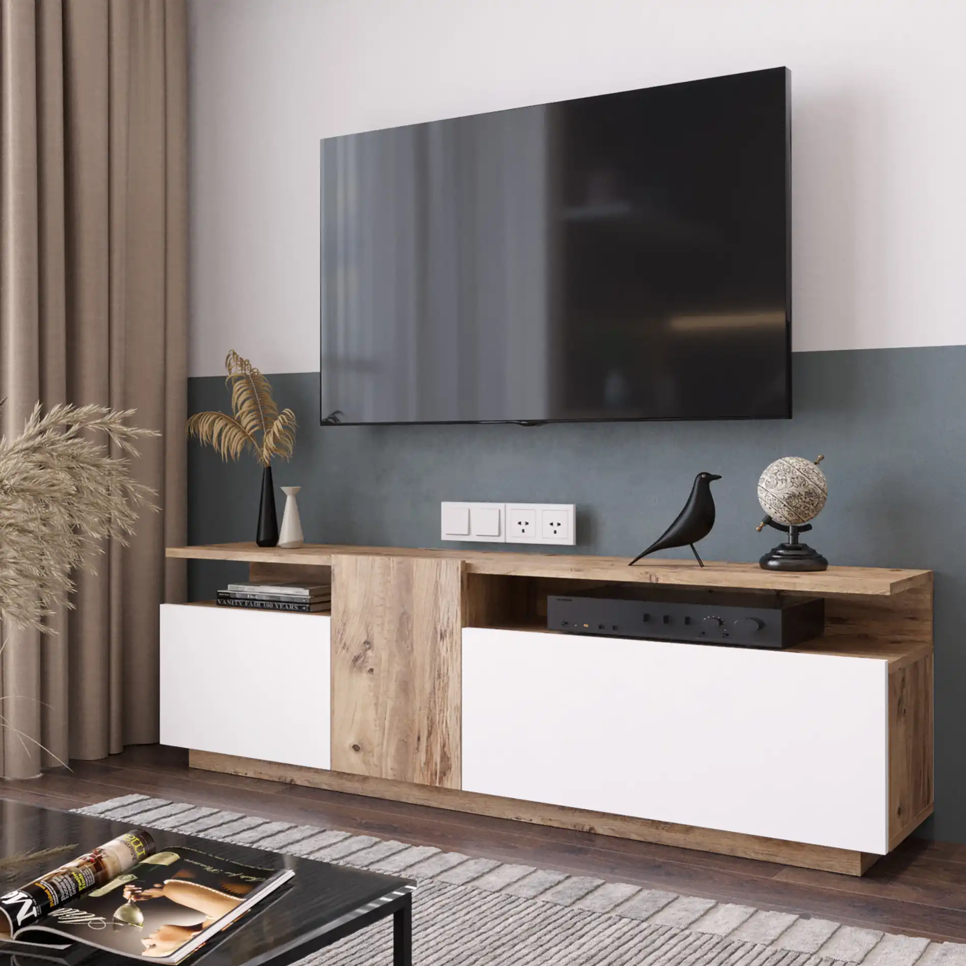 Nergis - Credenza porta tv bianca in stile moderno - Image 3