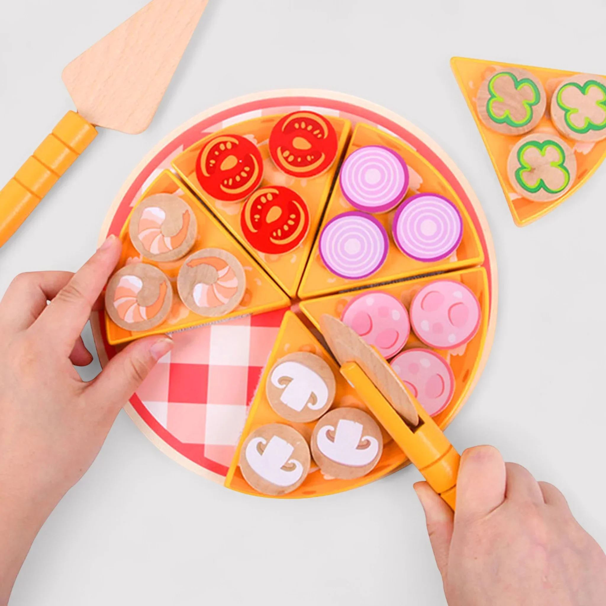 Okhar - Pizza giocattolo in legno per bambini con accessori - Image 4