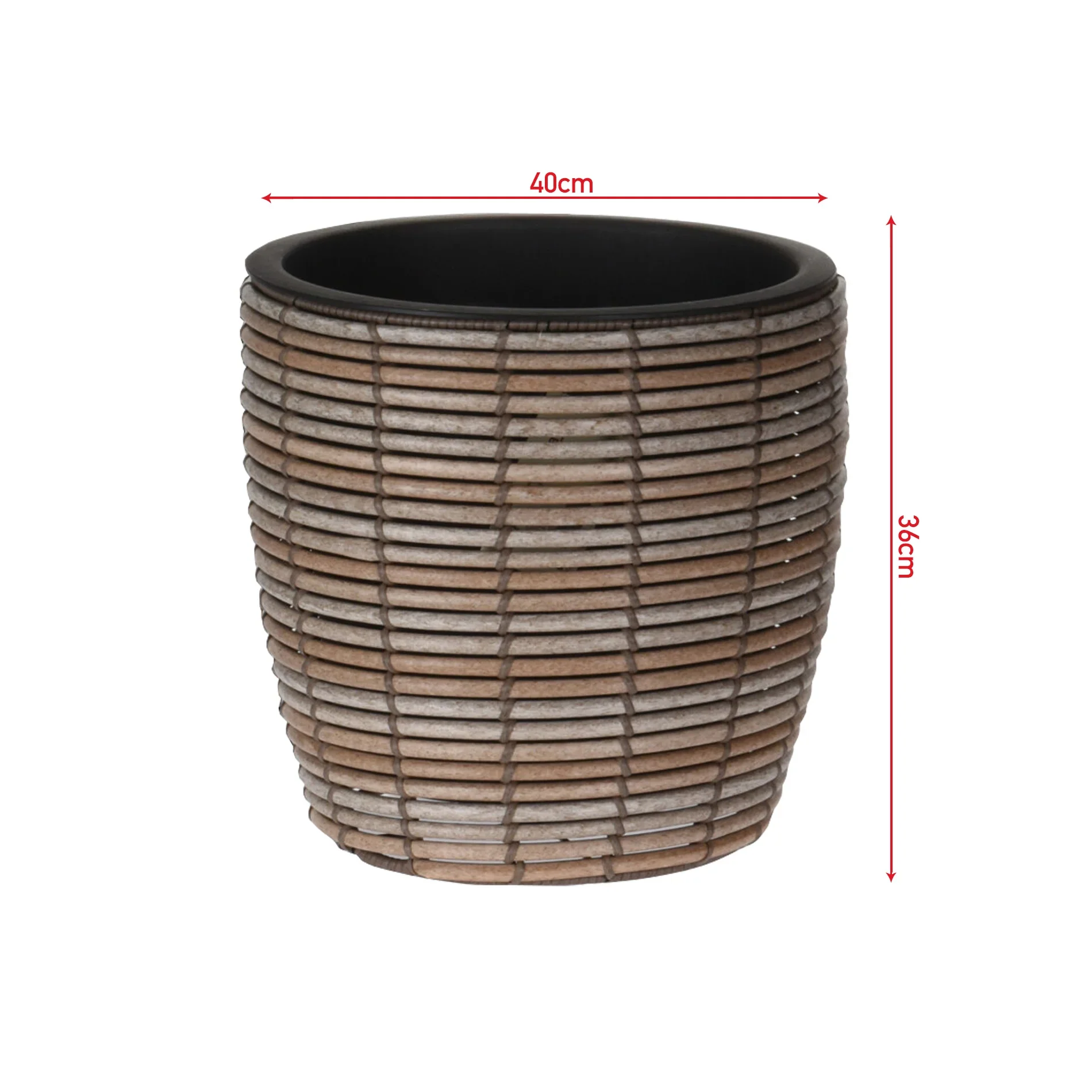Rivina - Vaso in polyrattan marrone per casa o esterno Ø 40 cm - Image 3