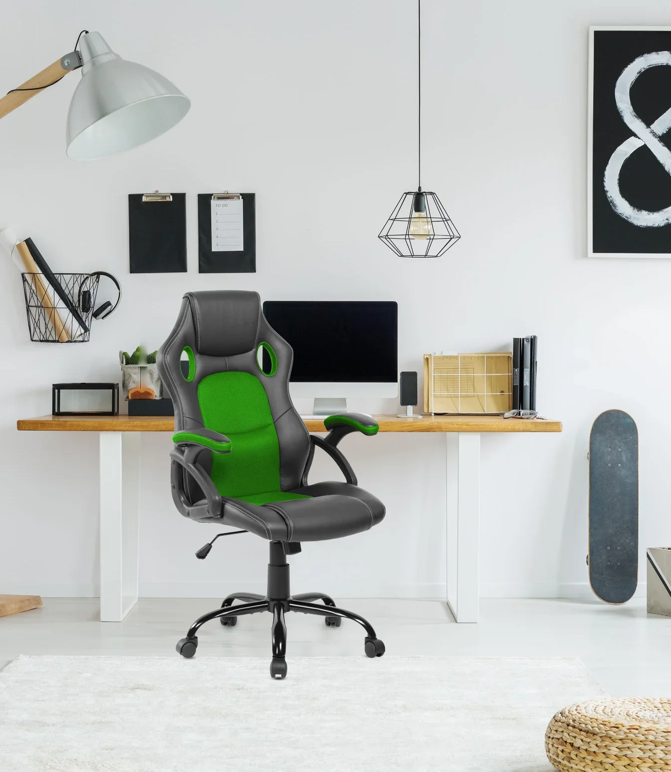 Sawara - Poltrona da ufficio o gaming verde e nera girevole - Image 2