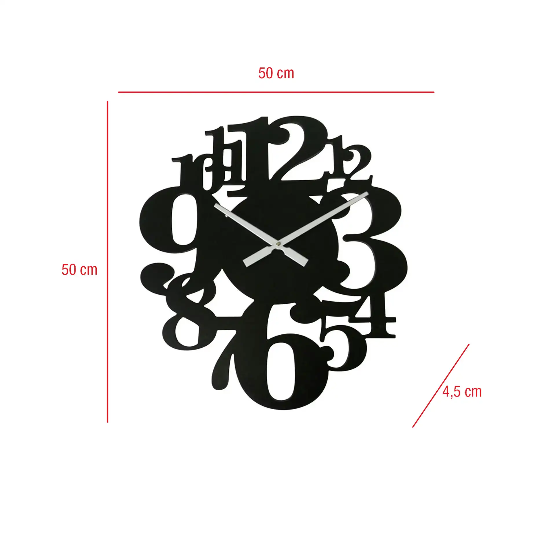 Scabiosa - Orologio da parete nero moderno con numeri sparsi - Image 6