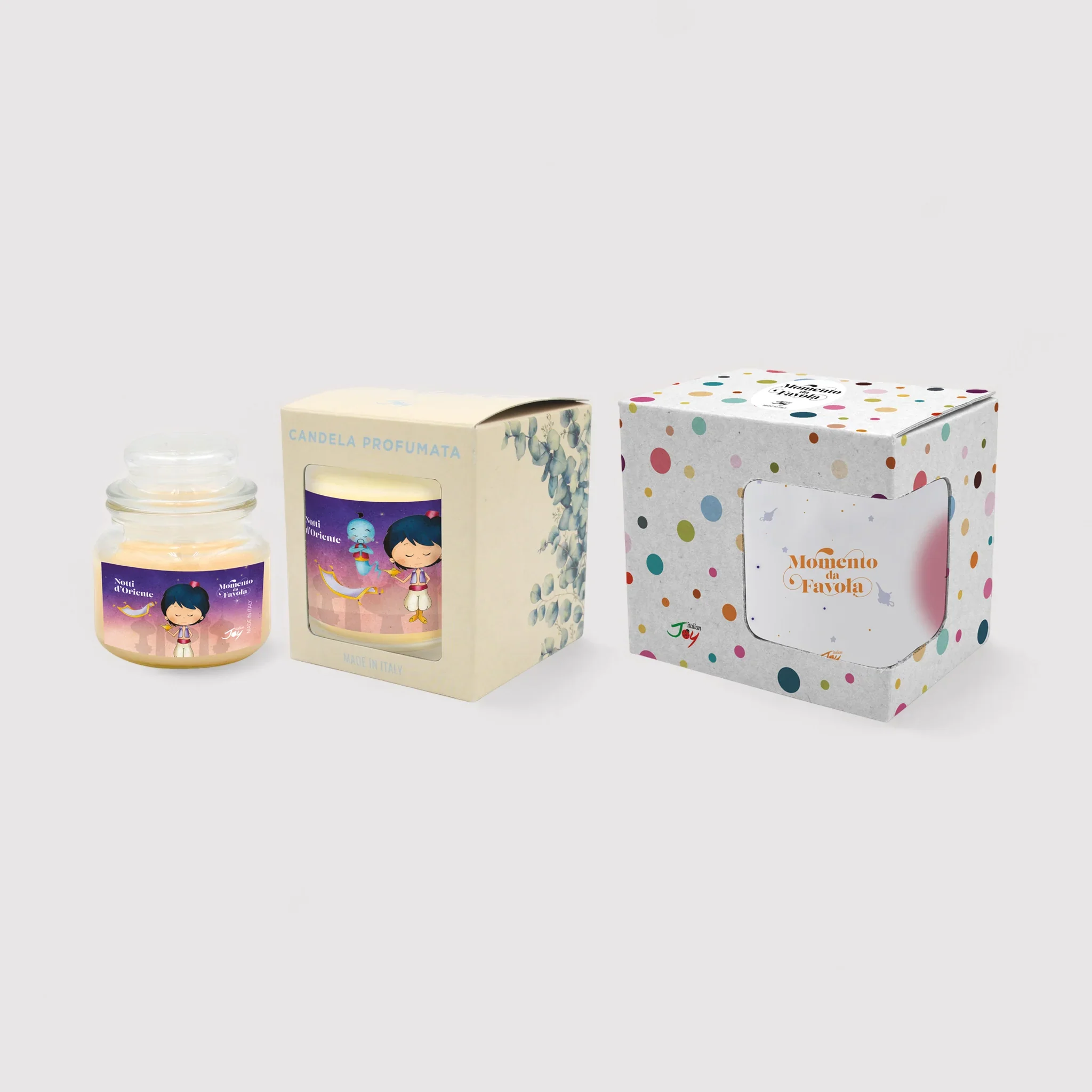 Set tazza tema "Notti d'oriente" e 2 candele profumate fragranza vaniglia