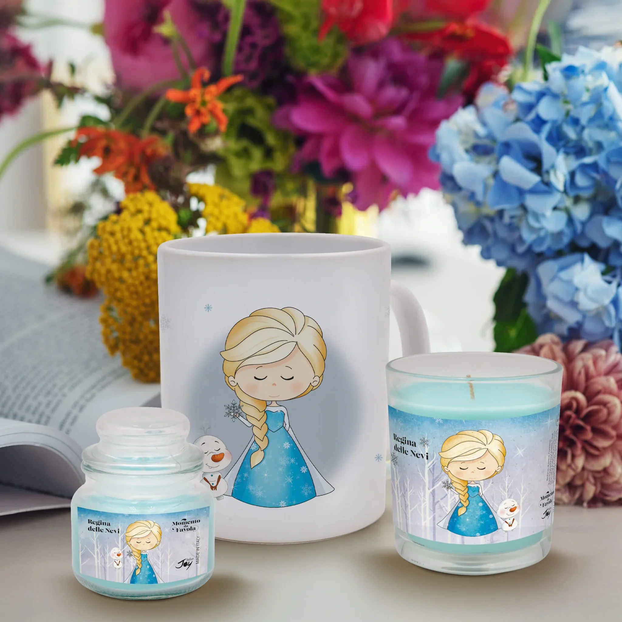 Set tazza tema "Regina delle nevi" e 2 candele profumate fragranza relax - Image 2