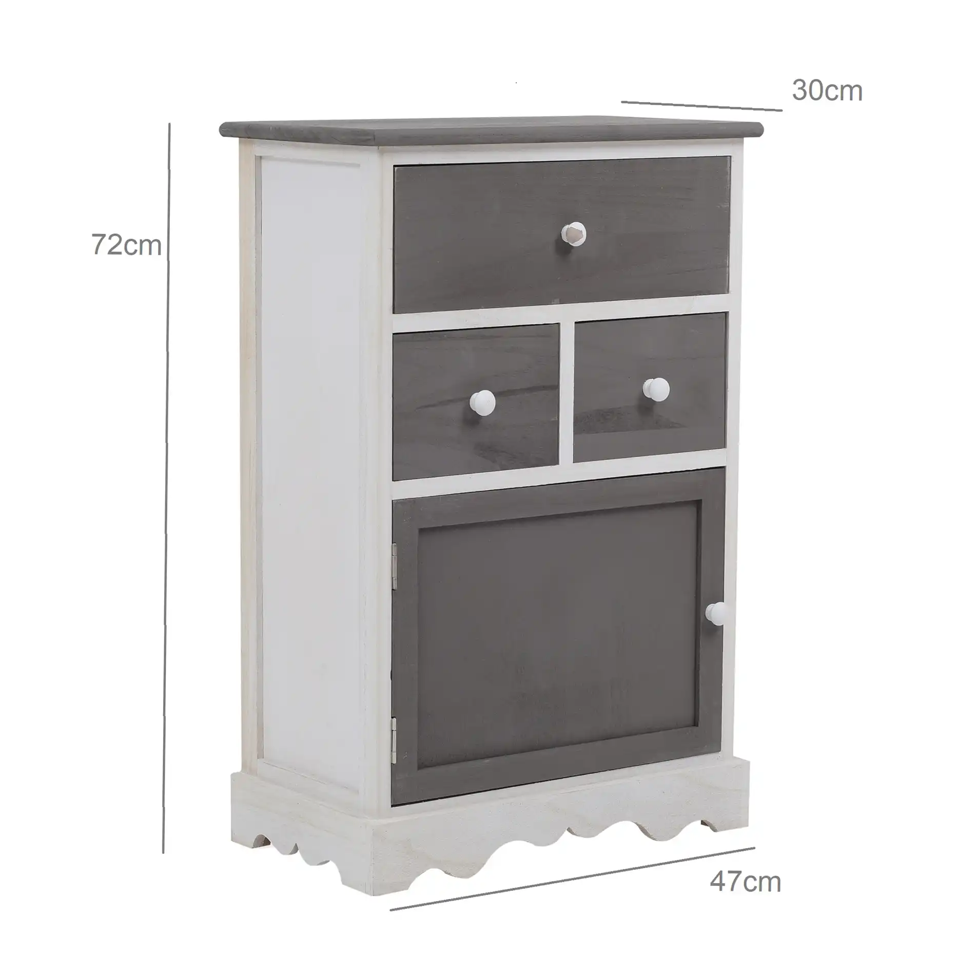 Tarhui - Mobiletto da ingresso bianco e grigio con 1 anta e 3 cassetti - Image 4