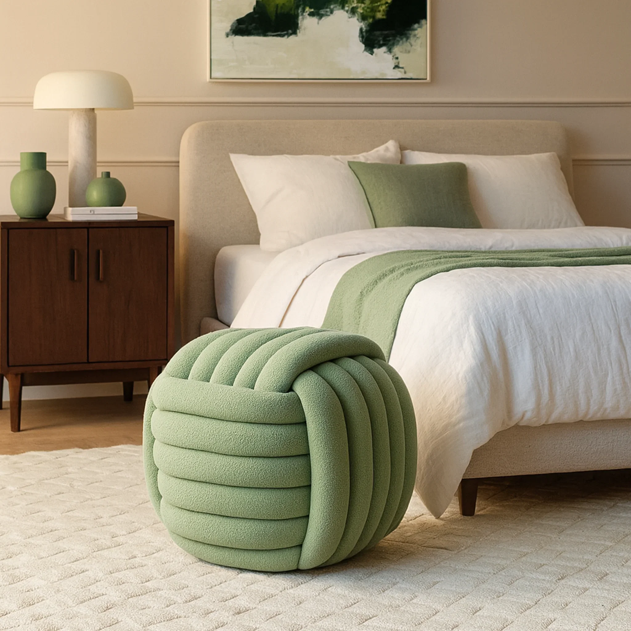 Tawa - Pouf moderno verde a forma di gomitolo - Image 2
