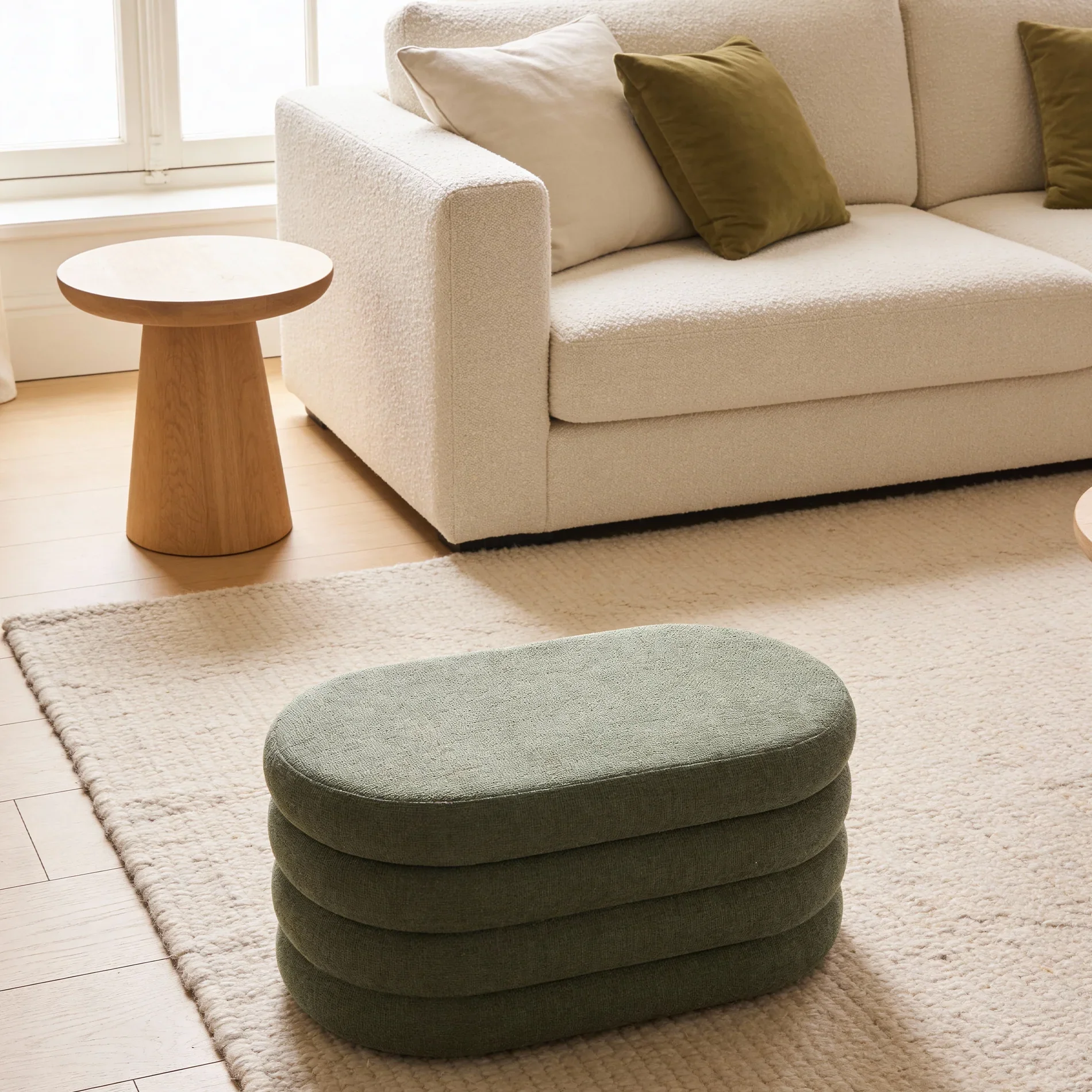 Zeytin - Pouf contenitore ovale verde scuro per salotto - Image 3