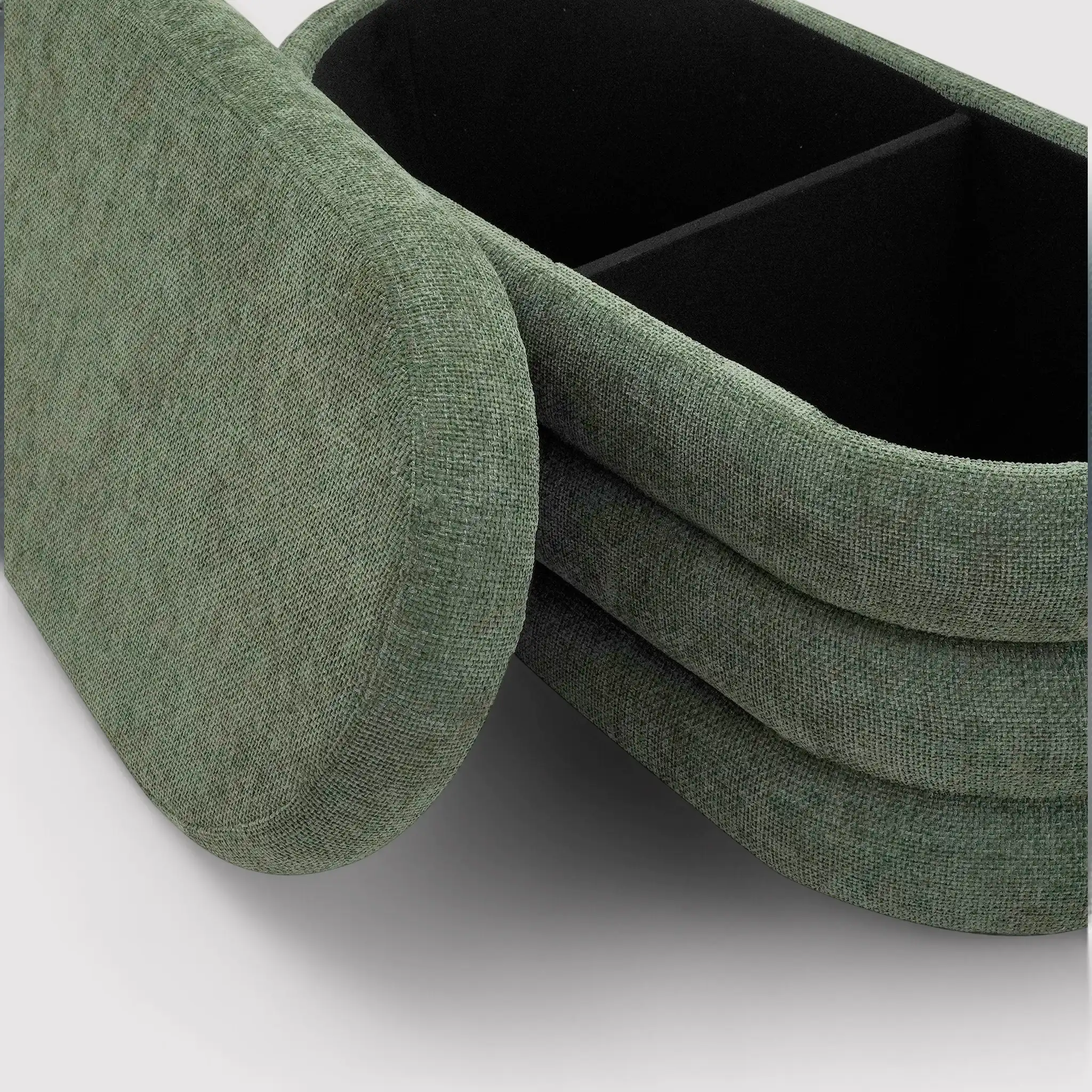 Zeytin - Pouf contenitore ovale verde scuro per salotto - Image 7